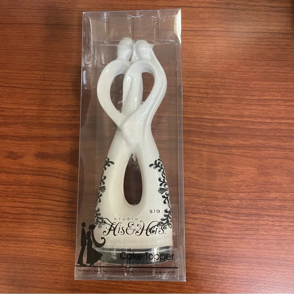 Studio His & Hers Wedding Anniversary Black & White Cake Topper